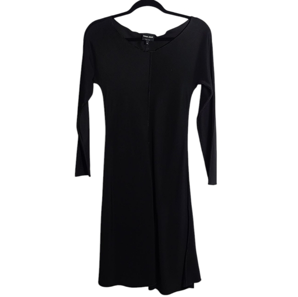 Giorgio Armani Dresses & Skirts - GIORGIO ARMANI Black Long Sleeve Sheath Dress Scooo Neck Knee-Length Size 40 US4